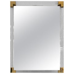 Miroir mural vintage en laiton et acrylique, Italie, vers 1970