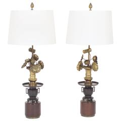 Sophisticated Pair of Mid-Century Japanese Bronze Table Lamps