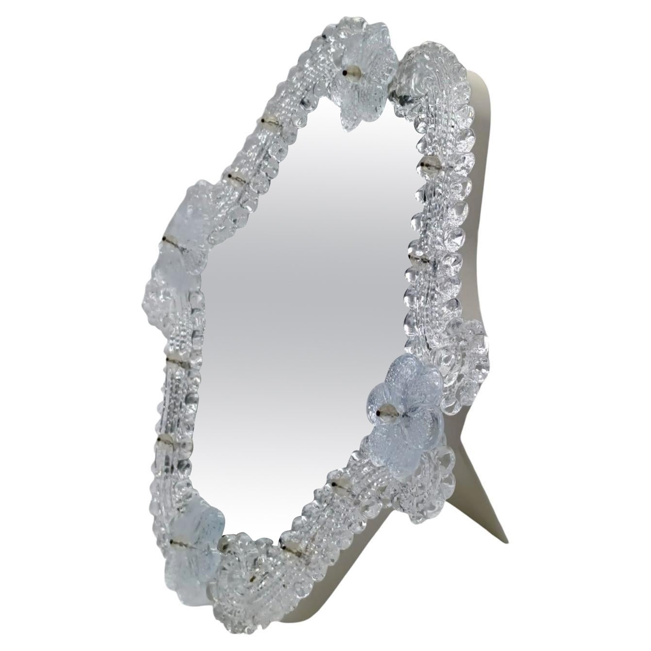 Barovier & Toso Attrib. Murano Glass Table Mirror, Italy 1950s