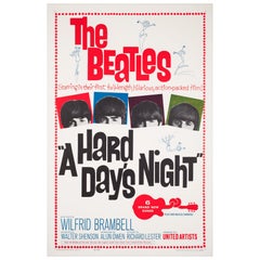 A HARD DAY'S NIGHT THE BEATLES US 1 SHEET Film Movie Poster, 1964 JOSEPH CAROFF