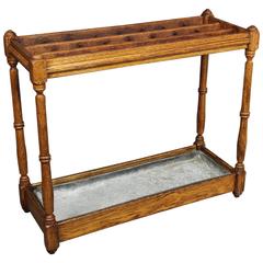 Antique English Oak Umbrella Stand
