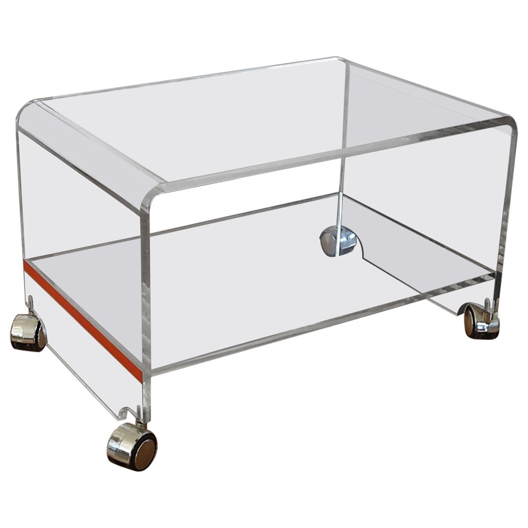 Lucite Beistelltisch Trolley Italien 1970er