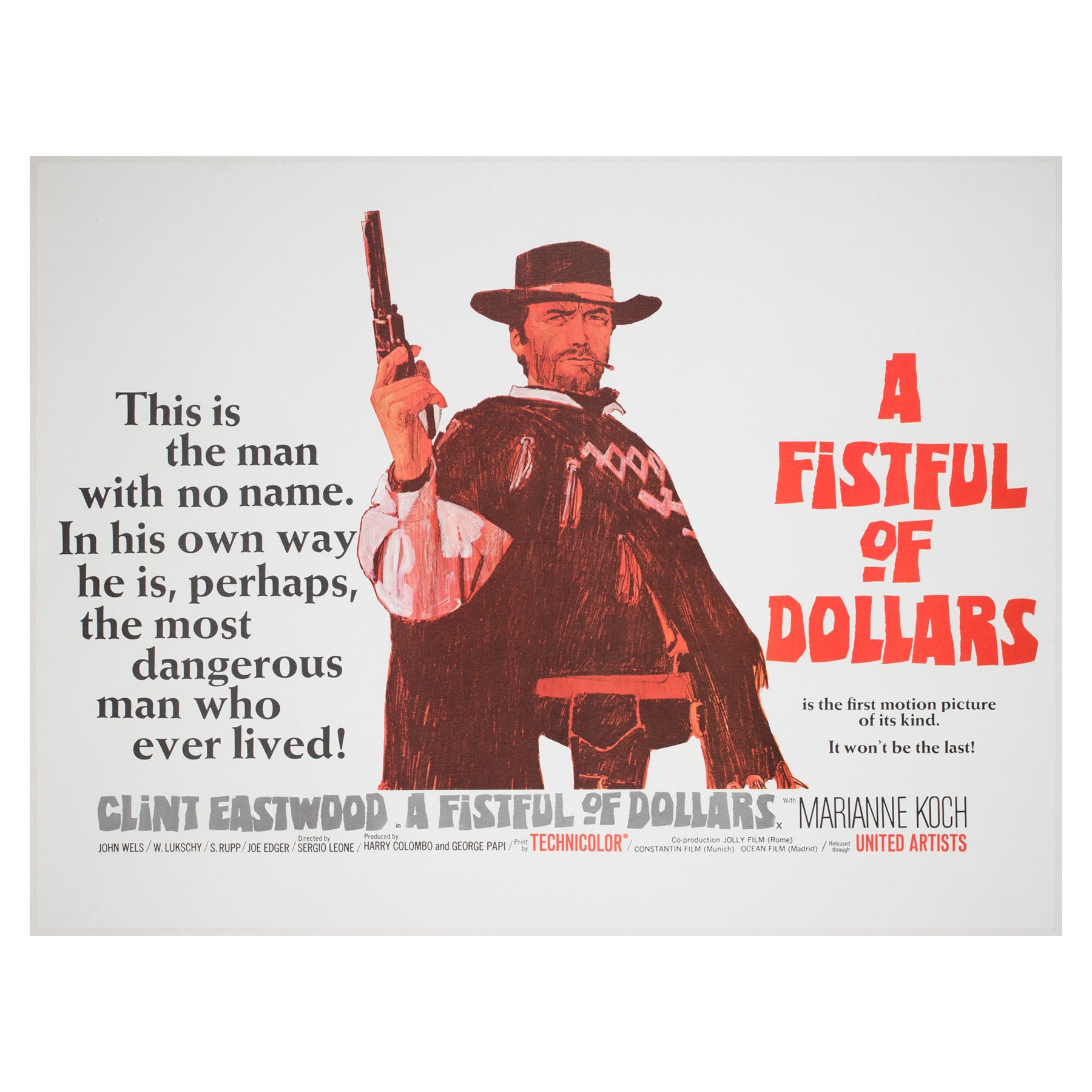 A FISTFUL OF DOLLARS  1967 UK Quad Film Poster