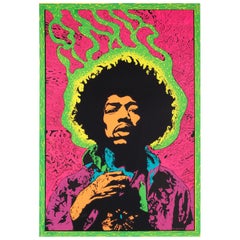 Vintage 1960's Jimi Hendrix Musik Schwarzlicht Poster, Joe Roberts Jr
