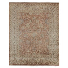 Alfombra persa de estilo Tabriz de Rug & Kilim con motivos florales en óxido, marrón y azul