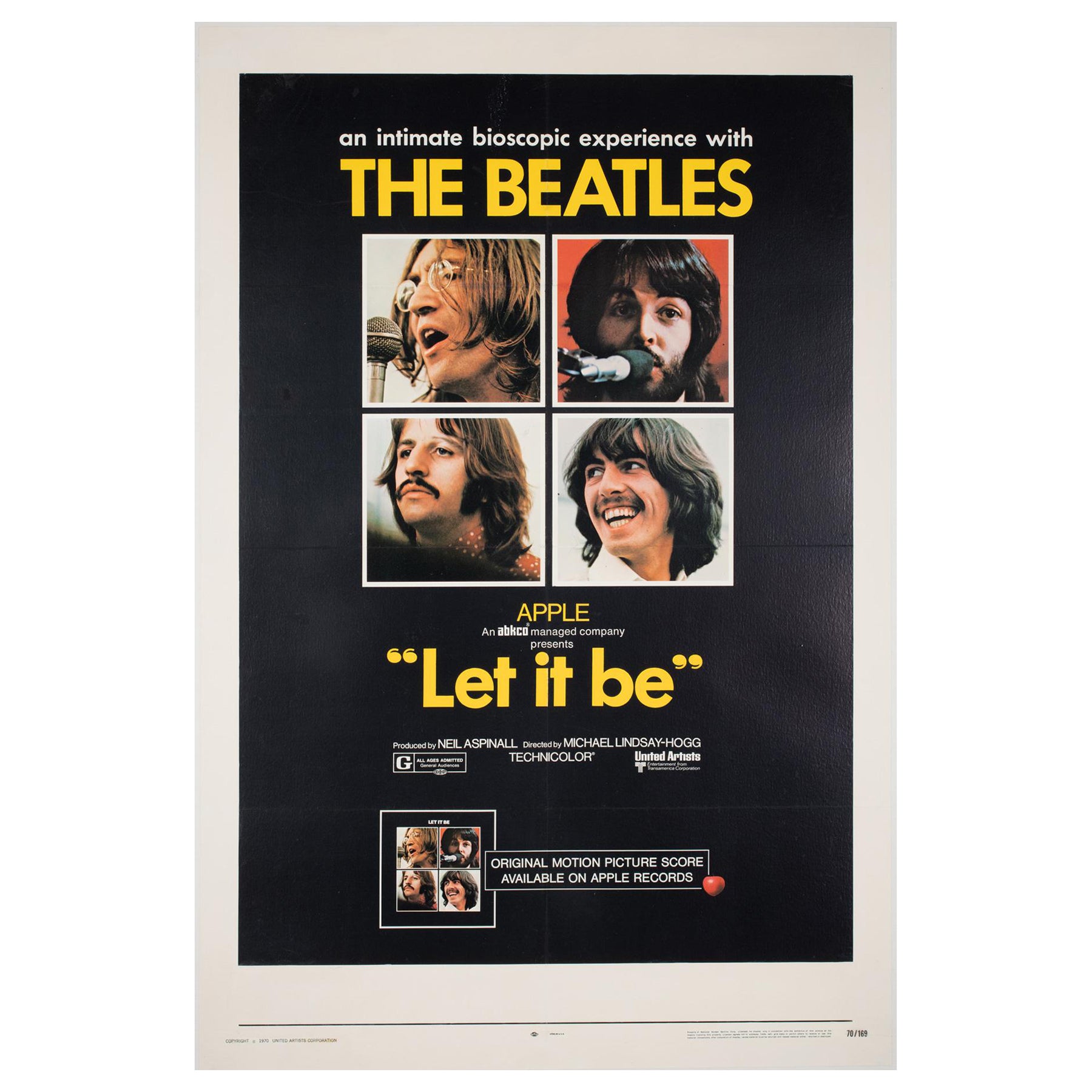 Affiche du film A HARD DAY'S NIGHT THE BEATLES US 1 SHEET, 1964 JOSEPH CAROFF