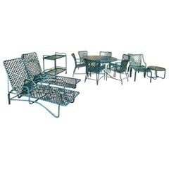 14-Piece Vintage Tamiami Patio Set in Green Dining Lounging Brown Jordan Tamiami