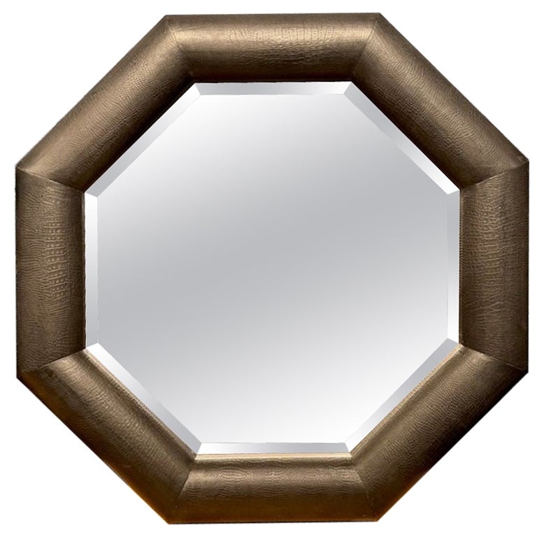 Octagonal Karl Springer Manner Faux Snake Skin Mirror