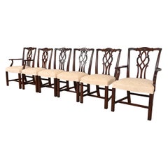 Kindel Furniture Georgian Carved Mahogany Dining Chairs, Set of Six