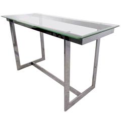Mid-Century Chrome and Glass Console Table 3