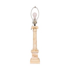 Neoclassical Italian Carrara Marble Column Tall Table Lamp, Circa 1960s