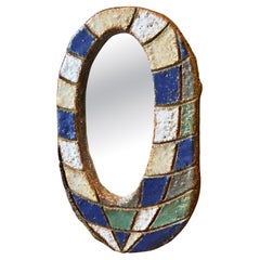 Ceramic mirror by les Argonautes, France 1960's