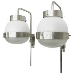 Pair of Sergio Mazza Italian Glass and NIckel Vintage Delta Sconces by Artemide 7