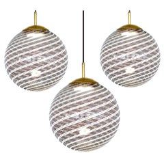 Gaia Trittico, 3 Murano 5 Black 2 White Filigrana glass sphere, Piattelli Design