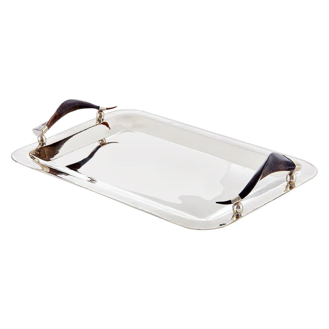 JUJUY Bandeja rectangular mediana de plata y cuerno de alpaca
