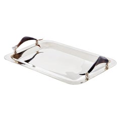 JUJUY Bandeja rectangular mediana de plata y cuerno de alpaca
