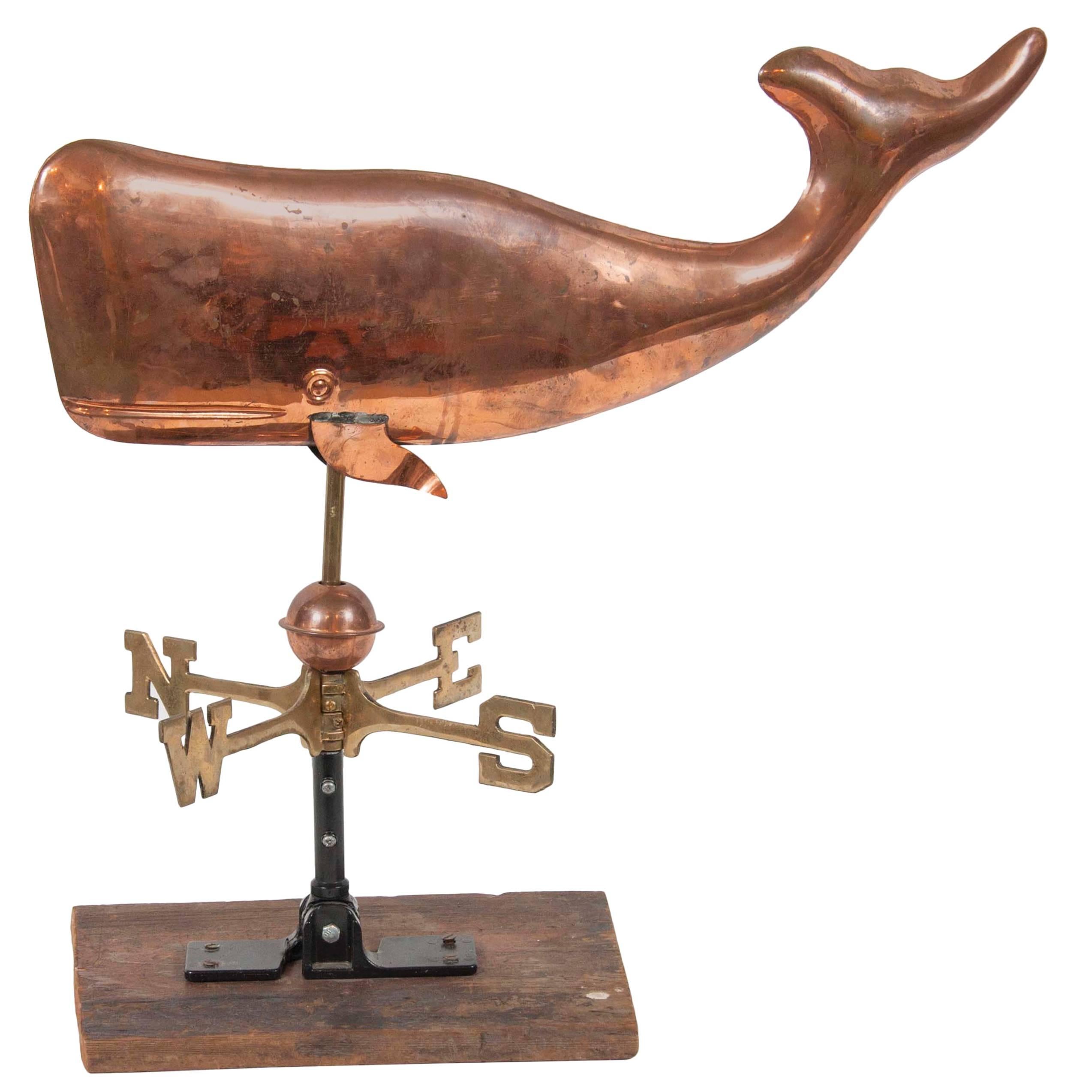 Copper Whale Form Weathervane