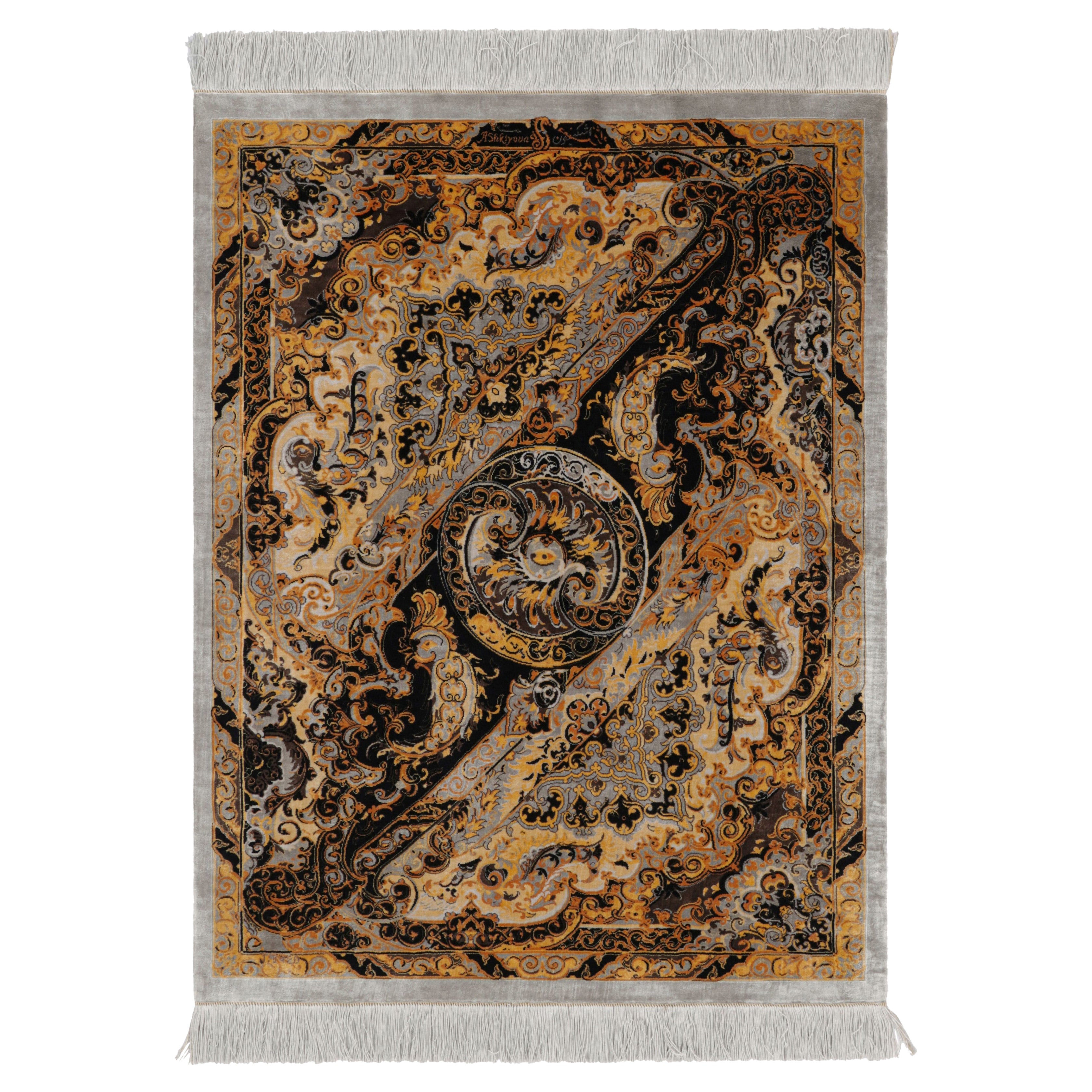 Rug & Kilim’s Modern Rug with Polychromatic Medallion “Love Bird”