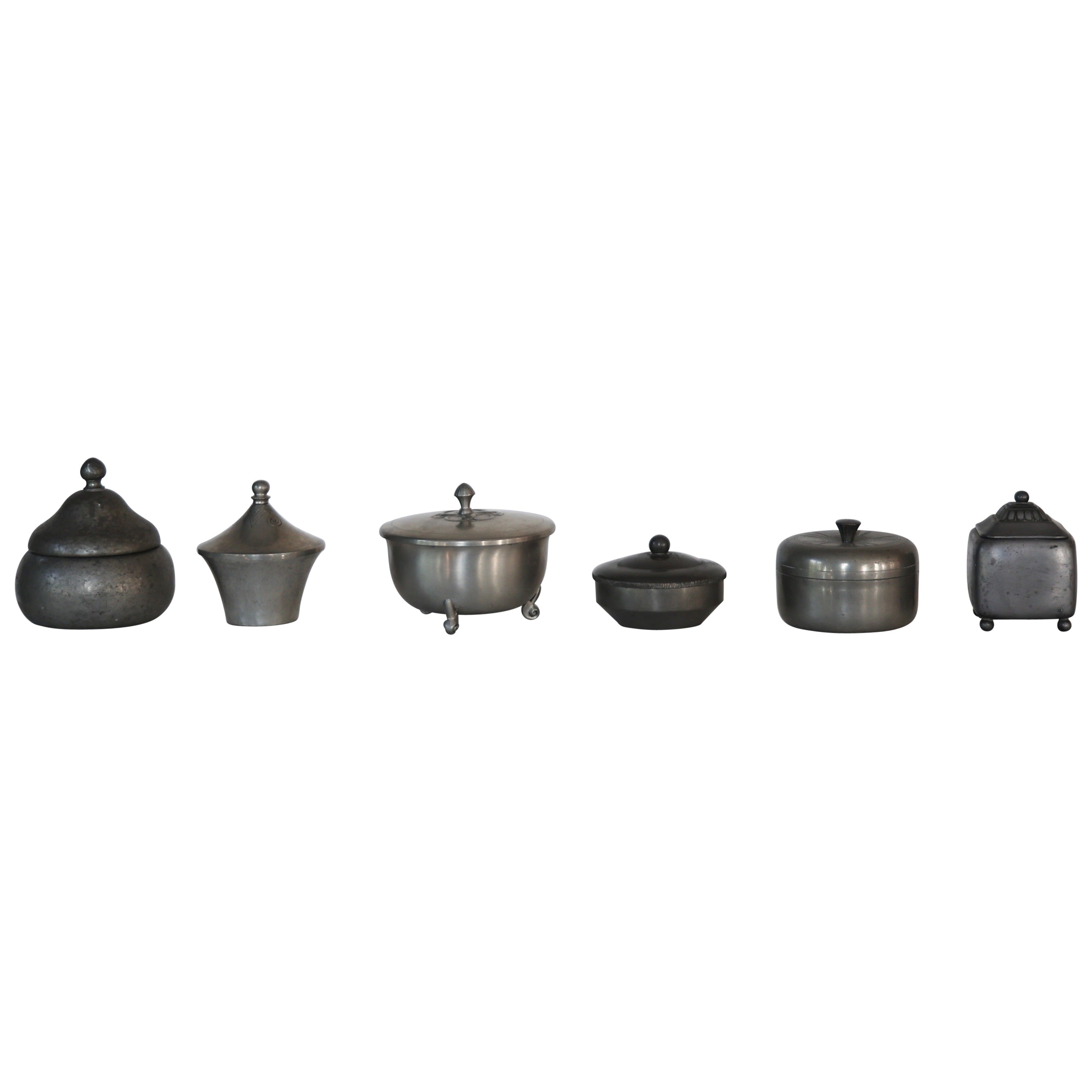 Collection of Pewter Boxes by Just Andersen, 1920s, Denmark