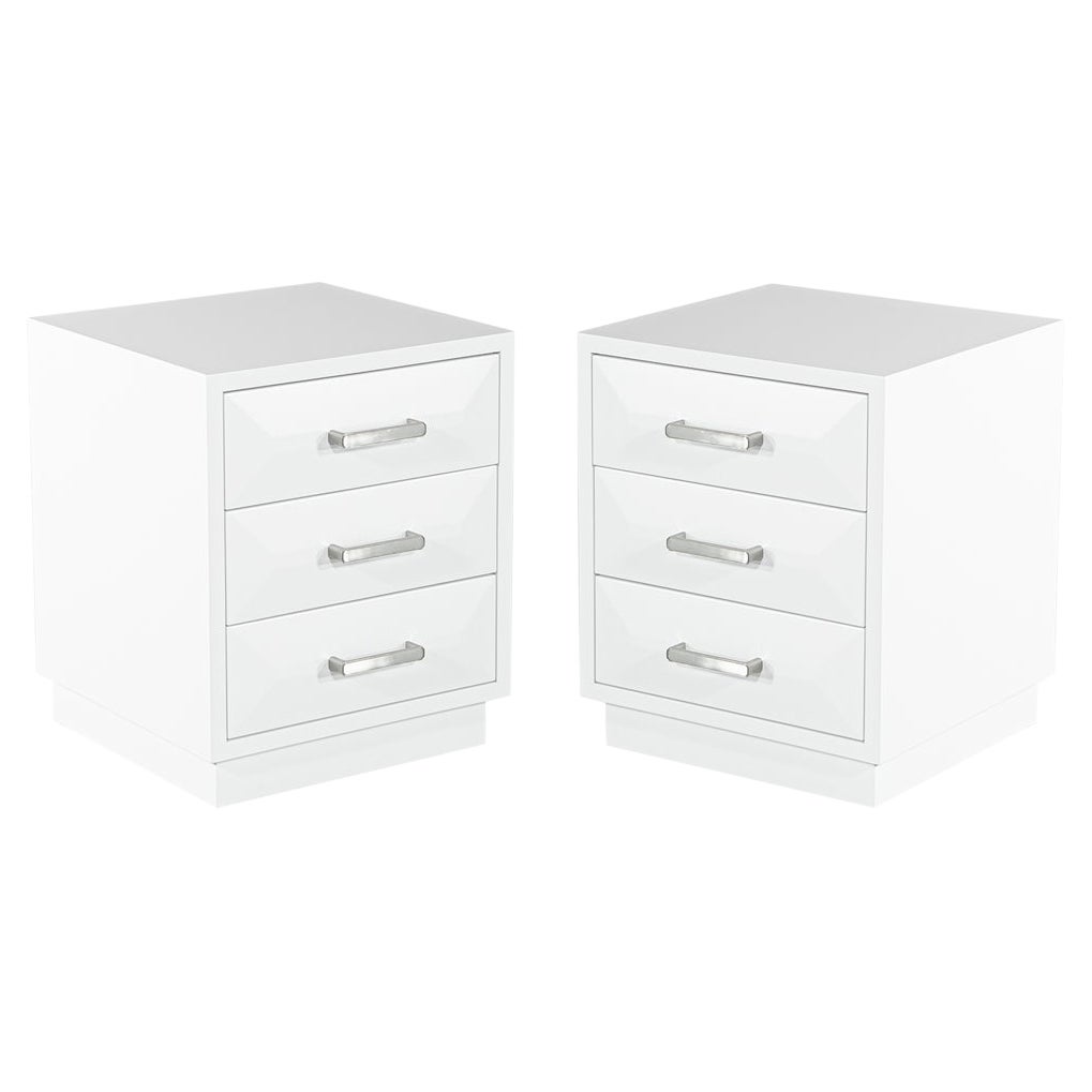 Pair of Modern Nightstands in White by Carrocel