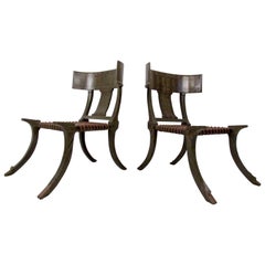 Pair of Snake Skin Klismos Chairs after Robsjohn-Gibbings