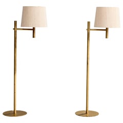 Luxus, Floor Lamps, Brass, Acrylic, Fabric, Sweden, 1970s