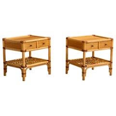 Kenneth Bergenblad, Comodini, bambù, legno, rattan, ottone, Svezia, 1976