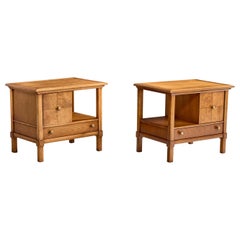 Tomlinson Furniture, Nachttische, Nussbaum, Messing, USA, 1950er Jahre