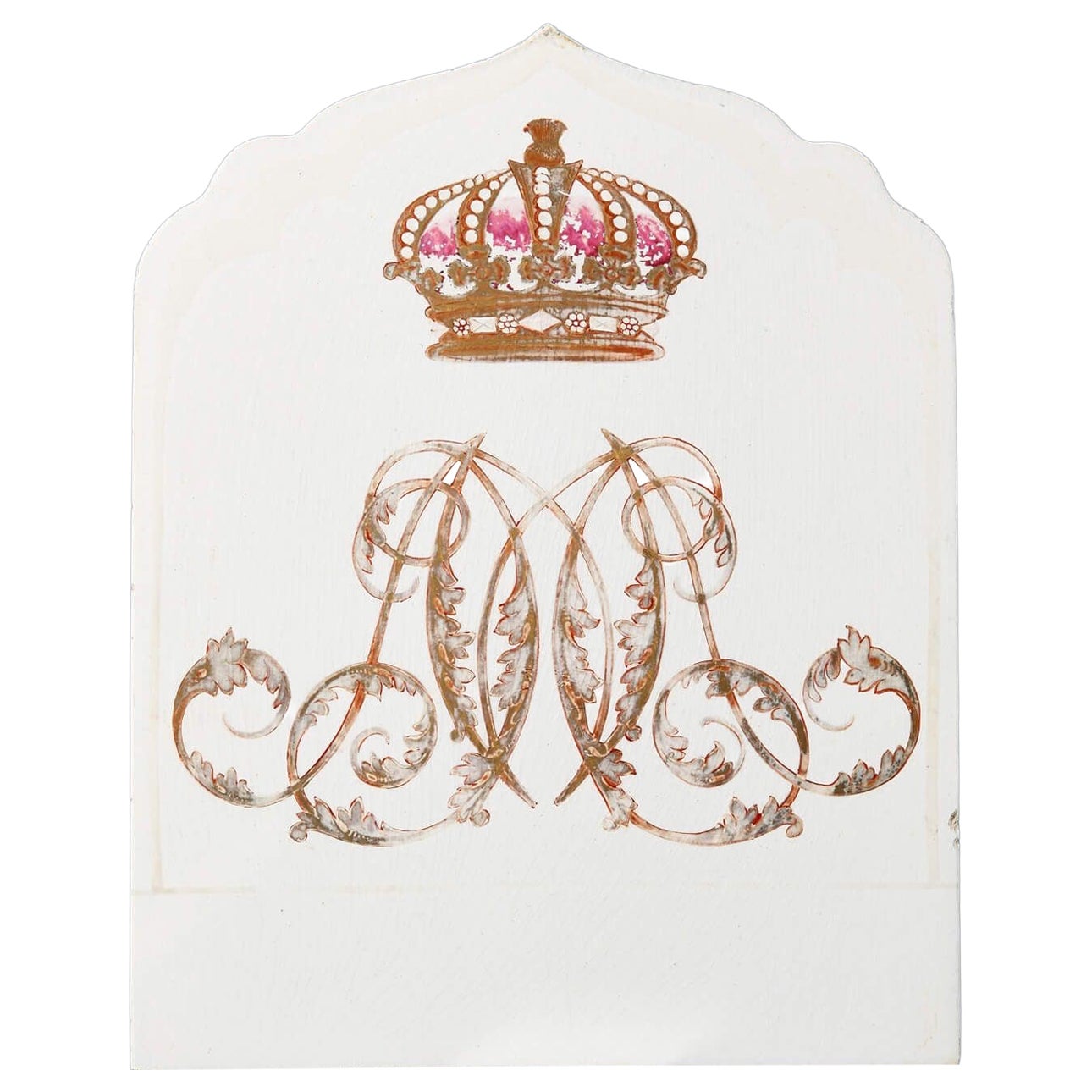 Antique Royal Monogram Glazed Tile