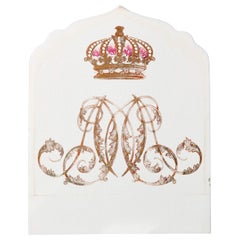 Antique Royal Monogram Glazed Tile