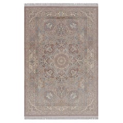 Rug & Kilim’s Modern Classics Rug, Beige and Mauve with Floral Medallion “Ghapi”