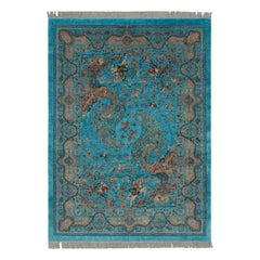 Rug & Kilim’s Modern Rug, Turquoise with Vivid Hunting Pictorials “Shekargah”