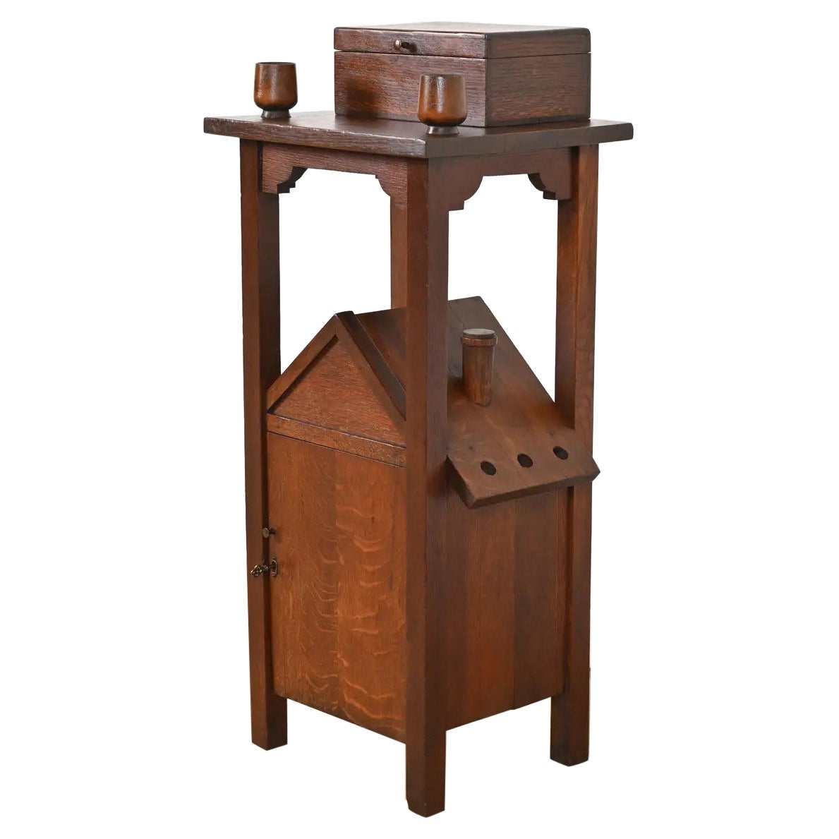 Stickley Brothers Style Antique Mission Oak Arts & Crafts Smoker's Stand, 1910