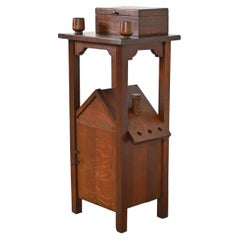 Stand de fumeur en chêne antique Mission Arts & Crafts, 1910, style Stickley Brothers