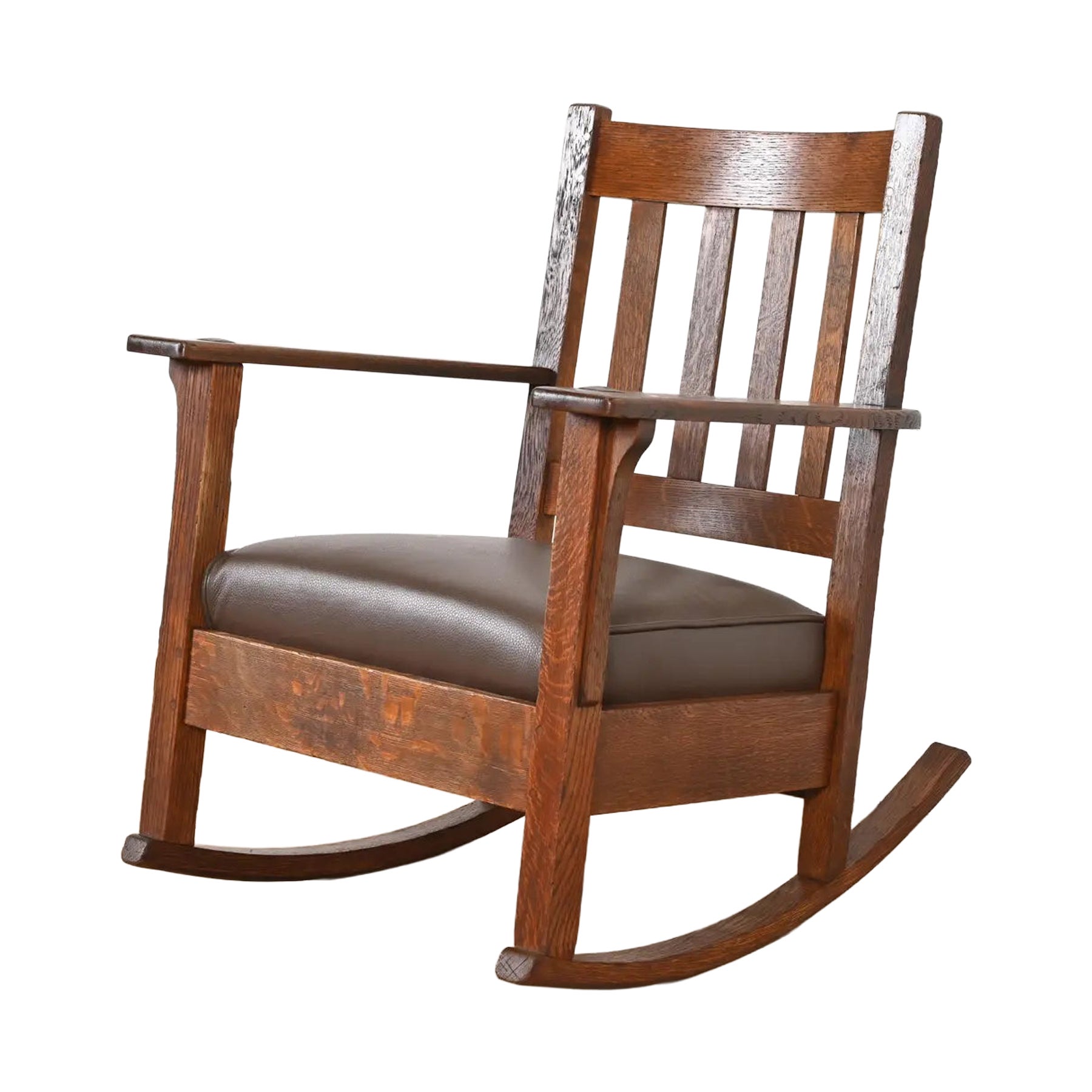 Stickley Brothers Antique Mission Oak Arts & Crafts Rocking Chair, Circa 1910