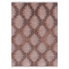Rug & Kilim’s Modern Classics Rug, Mauve Medallions in Pink Trellises “Vagireh”
