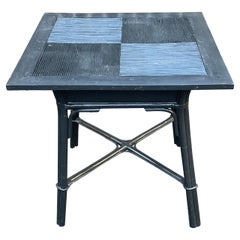 Vintage Rustic Americana Black Bamboo and Wood Square Dining Table or Foyer Table
