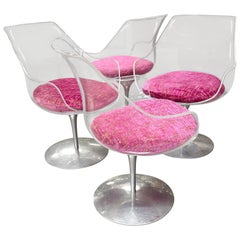 Set of 4 Erwine and Estelle Laverne Champagne Swivel Chairs