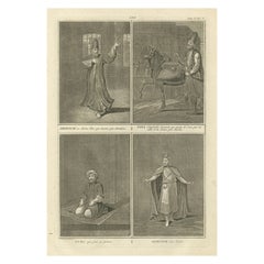 Derviche giratorio, derviche indio y devoción turca - Grabado, 1723