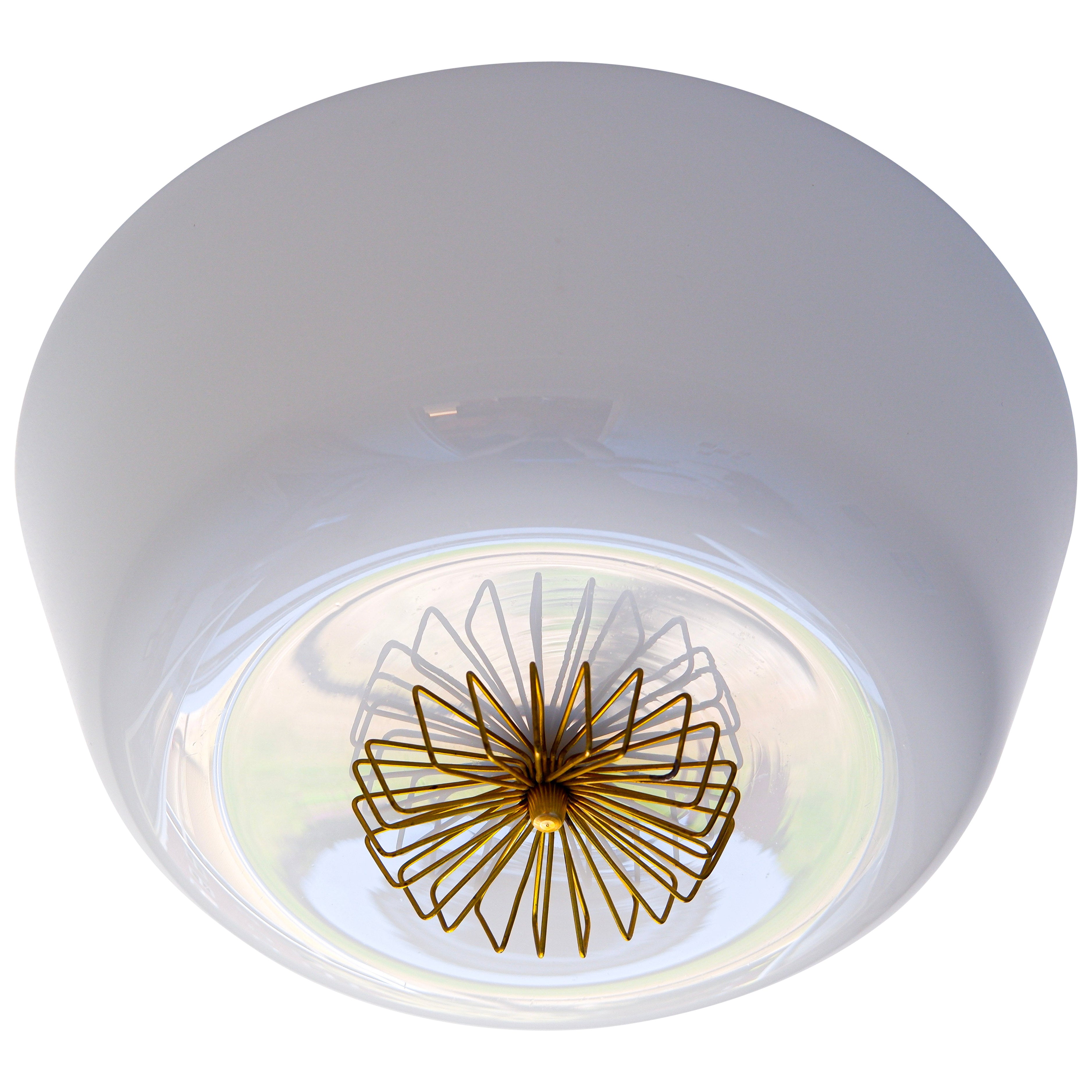 Paavo Tynell flushmounted lamp, opal and Glass for TAITO circa 1940. For Sale