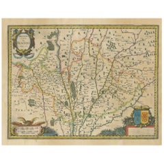 Map of Blaisois by Janssonius, 1633, Decorative Antique Map of Loire Valley