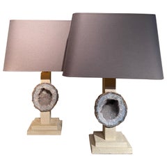 Coppia di lampade con pietra di quarzo