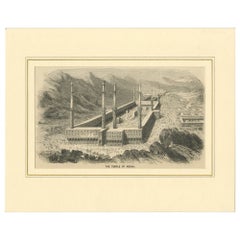 Antique Engraving of The Great Mosque of Mecca with Kaaba, c. 1850s