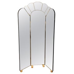 1960s Alain Delon Three-Way Mirror, French Vintage Design, Signed