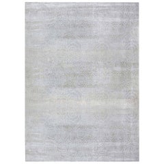 Tapis contemporain Camellia fait à la main en soie blanche par Doris Leslie Blau