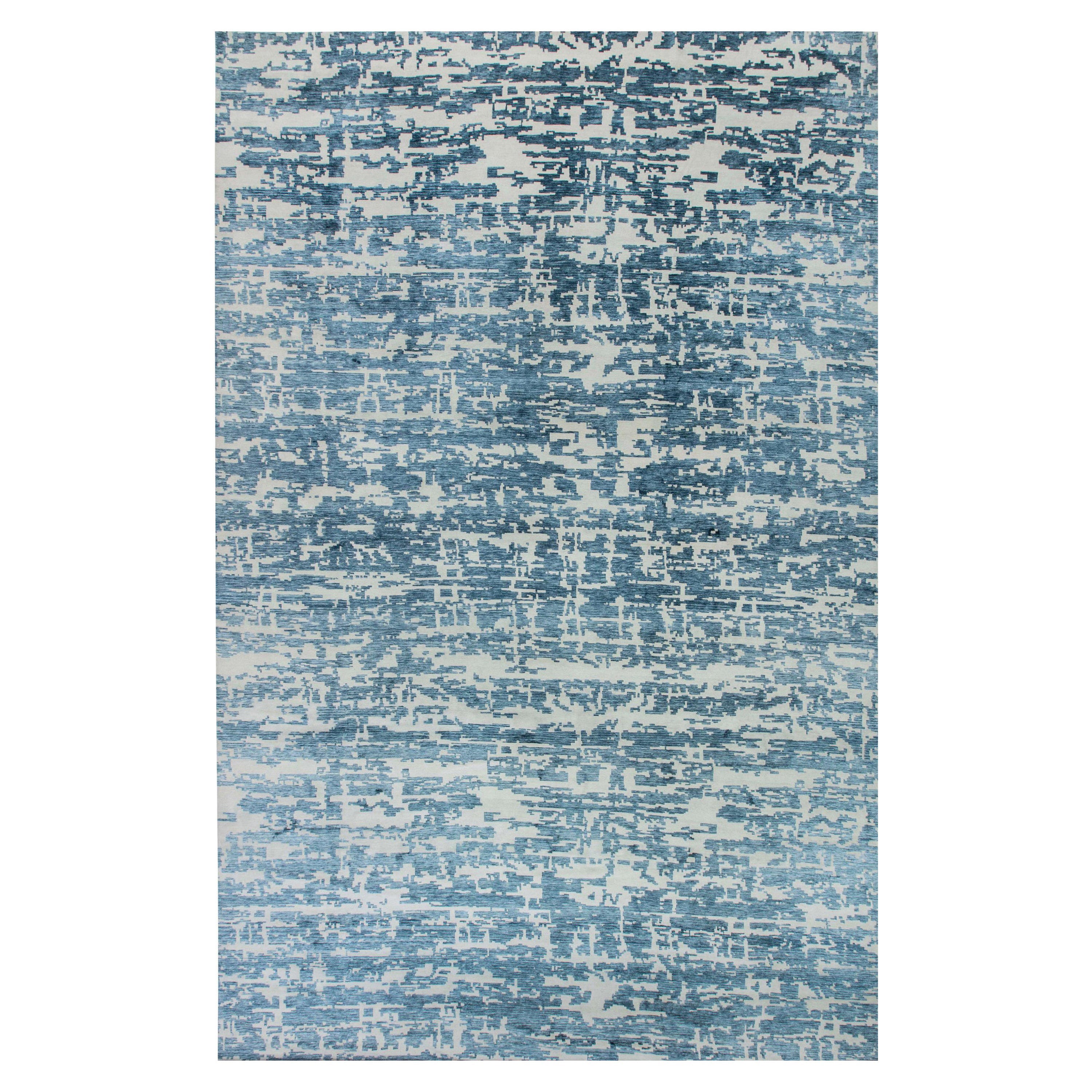 Contemporary Oversized Blue, White Aqua Element Rug by Doris Leslie Blau