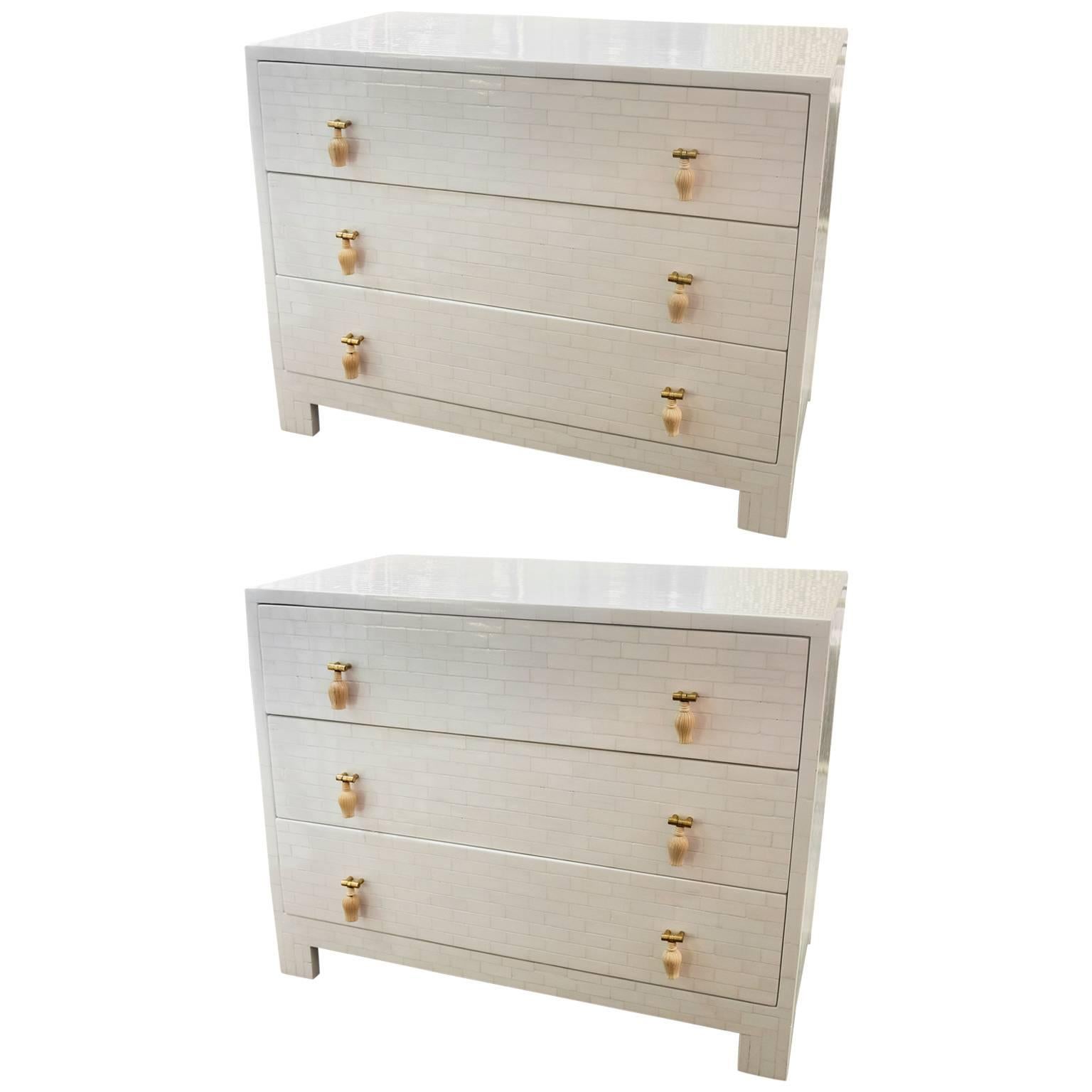 Pair of Three-Drawer End Chests