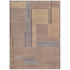 Contemporary Art Deco Tibetan Handmade Silk and Wool Rug by Doris Leslie Blau