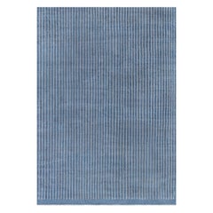 Contemporary Striped Blue and White Handmade Rug by Doris Leslie Blau