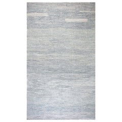 Tappeto contemporaneo in lana a trama piatta blu e bianca di Doris White Blau